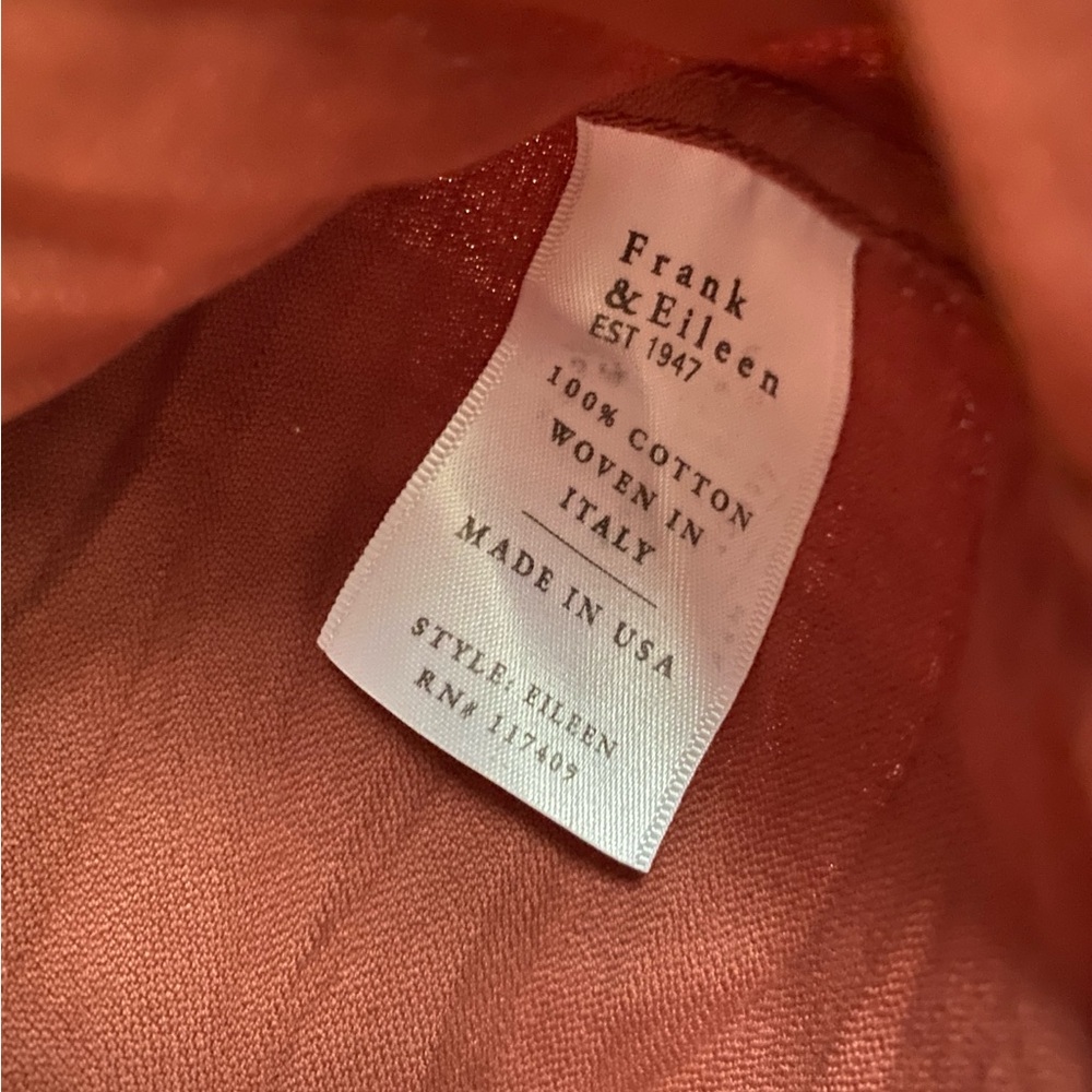 Frank & Eileen Eileen Button-Up Shirt Famous Denim Size: S Rust - Picture 9 of 16